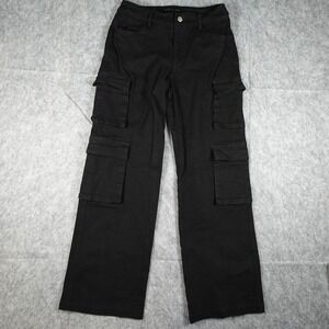 Brooklyn Karma Pants Womens Small Black Cargo High Rise Wide Leg Pocket Utility